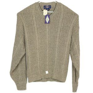 NEW VTG Ruff Hewn Knit Sweater Tan Heather V-Neck